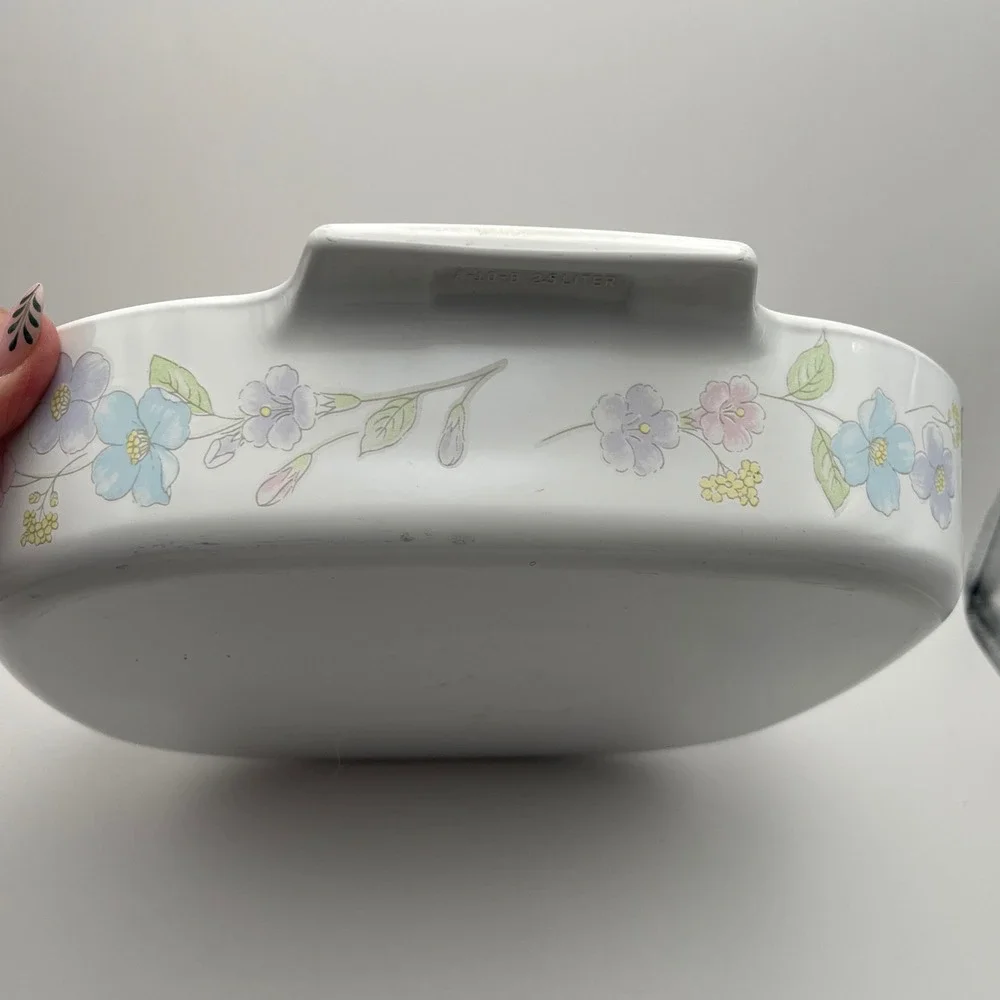 Vintage CorningWare Pastel Bouquet Square Baking Dish with Glass Lid See‎ NOTE
